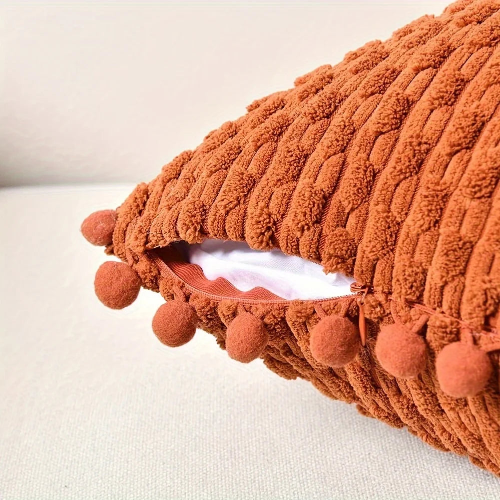 coussin orange moderne 100% polyester tissage adhésif zipper 45cm 45cm
