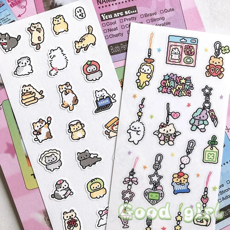 sticker kawaii multicolore dessins animés adhésifs mignons opaques autocollants animauxscriçãopta