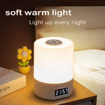 lampe table rechargeable blanc moderne affichage heure bouton tactile trois modes luminosité