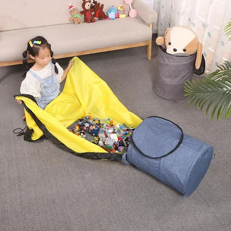 seau rangement pliable tapis jeu enfants blocs construction peluches rangement rapide oxford bleu jaune