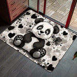 tapis sol moderne panda dessin animé noir blanc gris 80cm 60cm salon chambre bain