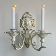 appliques murales deux bougies ornementation baroque blanc crème noir doré vintage classique