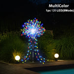 lampe solaire feu d'artifice multicolore blanc chaud extérieure ambiance festive nocturne jardin patio