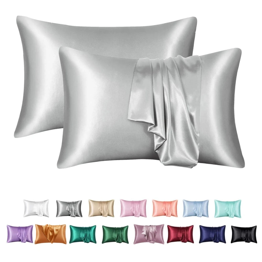 protège oreiller moderne soie brillante housse protection lit élégante couleur unie