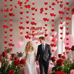 guirlande suspendue coeurs brillants mariage saint valentin rose rouge or blanc festive