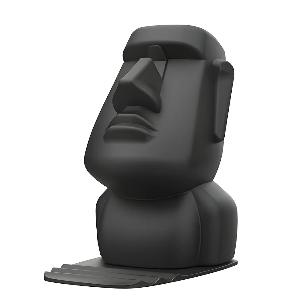 support téléphone sculpture moai noir lunettes rondes vase blanc éléments decoratif original minimaliste