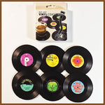 coasters vintage rockabilly noir motifs disques vinyle blancs résistants chaleur antidérapants plastique respectueux environnement