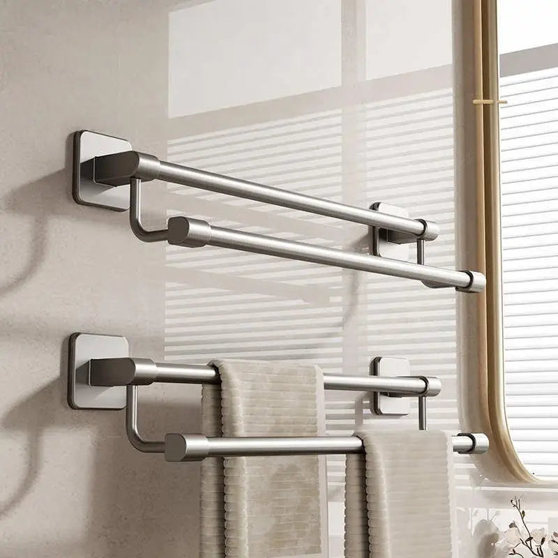porte serviettes mural argenté moderne adhésif lisse salle bain organisation étagère murale multifonction serviettes