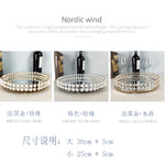 plateau decoratif blanc doré miroir classique clips assiette rond verre