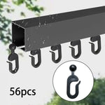 crochets noirs rideaux gazebo tringle douce glissade rustproof extérieur drapeaux robustes 56 pièces
