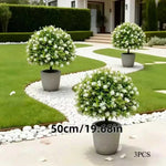 arbustes artificiels violettes blanches modernes décoration extérieure jardin véranda piquet fixationextérieurDecorationFleursArtificielles