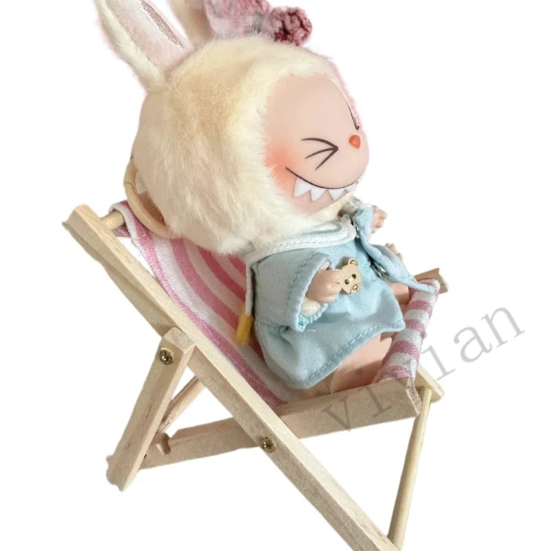 chaise pliante miniature accessoires poupée couleurs vives motifs citrons fraises moderne rayures horizontales