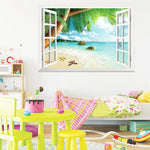 Autocollant mural vue mer couleur lac bleu