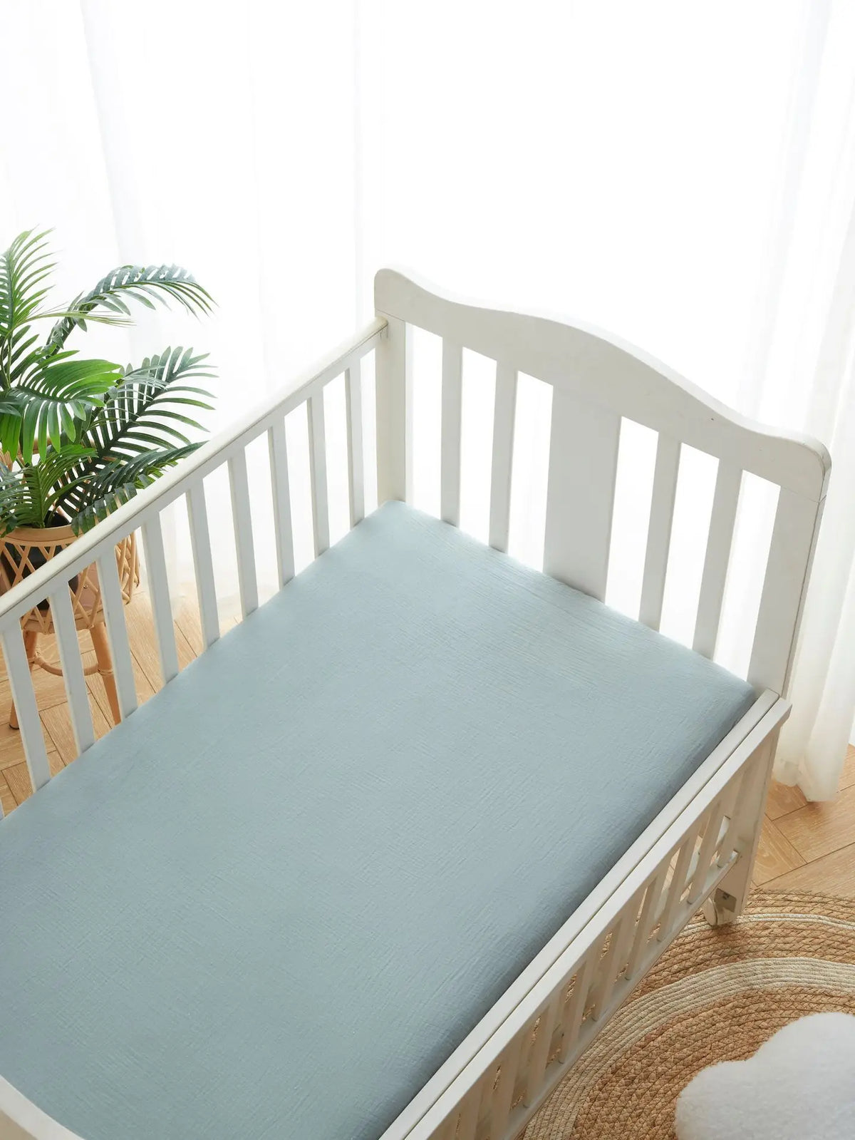 draps lit bébé coton fleurs pois blanc vert rose beige moderne élastique doux maternité