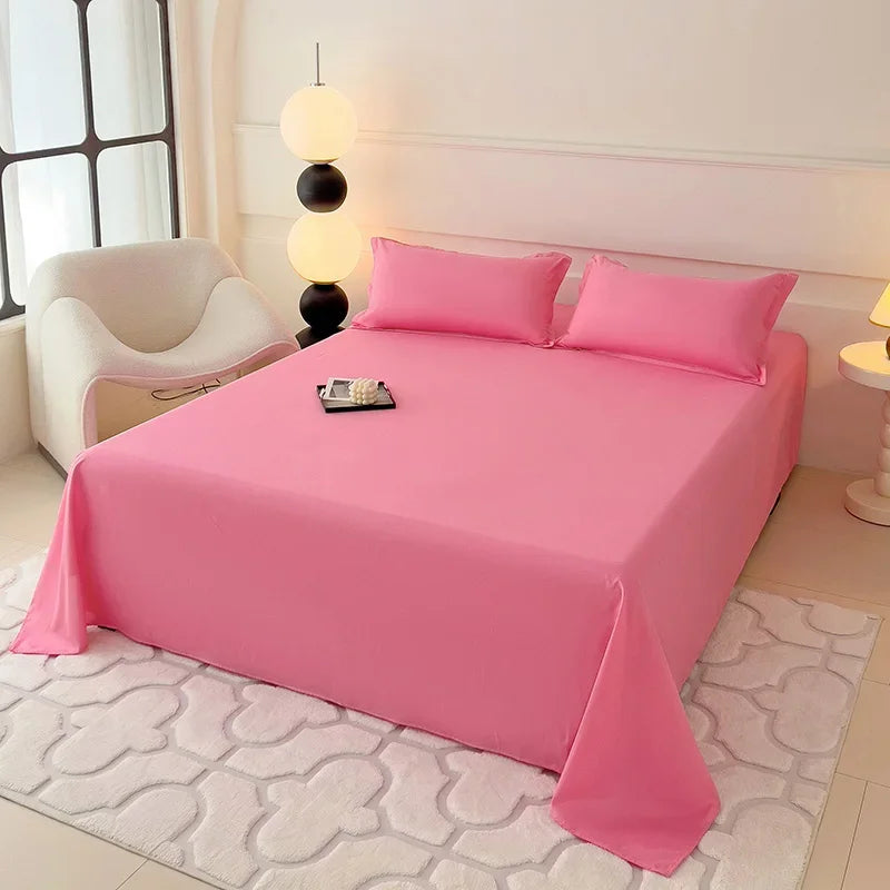 drap plat double gris lisse satiné minimaliste moderne lit adultes polyester