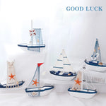 décoration nautique bateau voile blanc bleu orange marin artisanal festive anniversaire thuyền gỗ