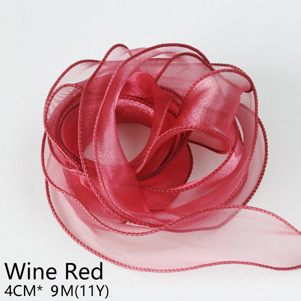 rubans dentelés organza polyester coloris unis 10m élégants mariage décoration bricolage bouquet