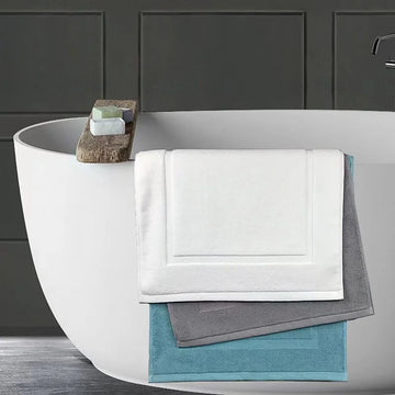 tapis bain blanc gris absorbant rapide coton polyester rectangle entretien facile spacieux usage domestique