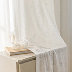 rideau blanc brodé floral transparent classique maison 100 polyester