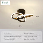 plafonniers modernes led surface montés modes éclairage noir or argent minimalistes télécommande