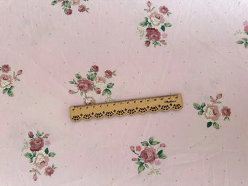 tissu coton blanc rose bleu fleurs vintage romantique biodegradable 160cm