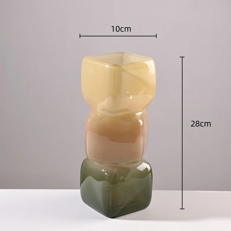 vase verre géométrique moderne rose bleu vert marron beige ombre douce