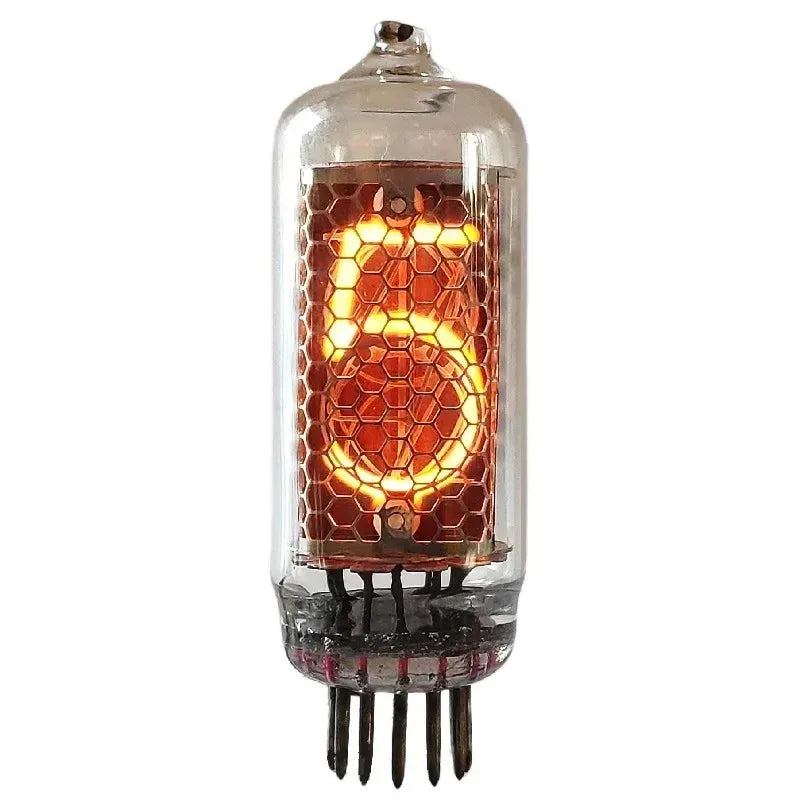 tube néon transparent hexagonal cuivre vintage fixations vis électronique ancien projet diy lumière orange