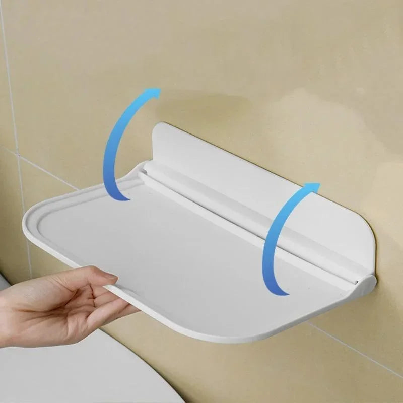 étagère murale pliable blanche minimaliste adhésifs lunettes montres calendriers stylos figurines serviettes parfums