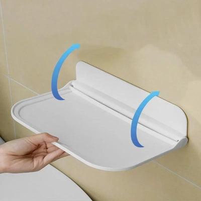 étagère murale pliable blanche minimaliste adhésifs lunettes montres calendriers stylos figurines serviettes parfums