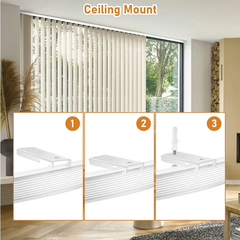 clips rideau poulies couvercle bout support mur vis fixation blanc moderne fonctionnel