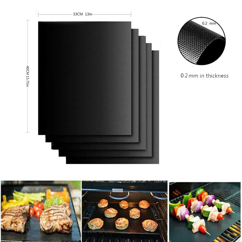 tapis cuisson barbecue silicone antiadhésif réutilisable résistant chaleur noir texturé utilitaireextérieur