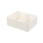 boîtes rangement gris blanc rayées modernes empilables 2l charge2kg cosmétiques lunettes ciseaux télécommande