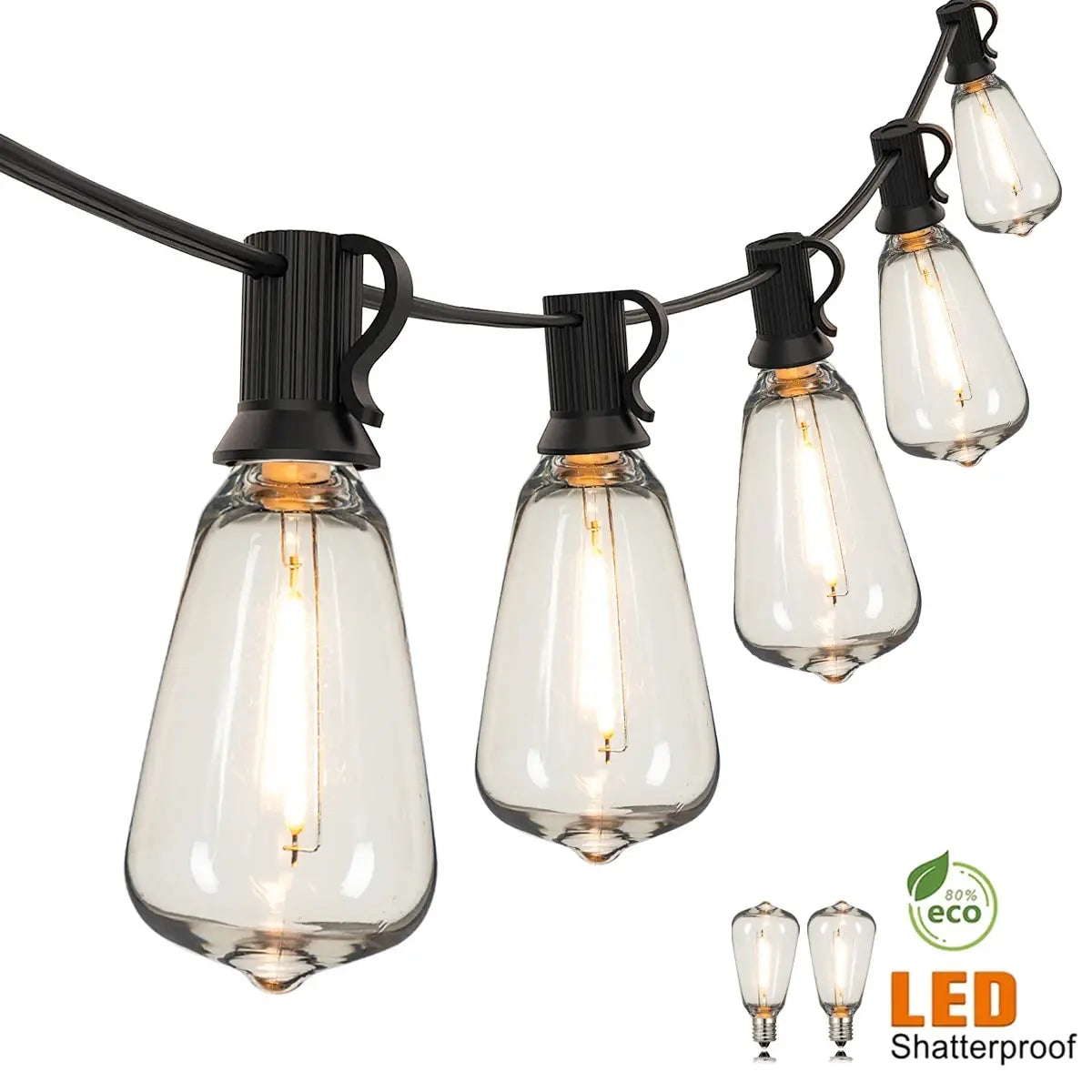 guirlande lumineuse extérieure led noir ampoules transparentes forme bouteille vintage industrielle
