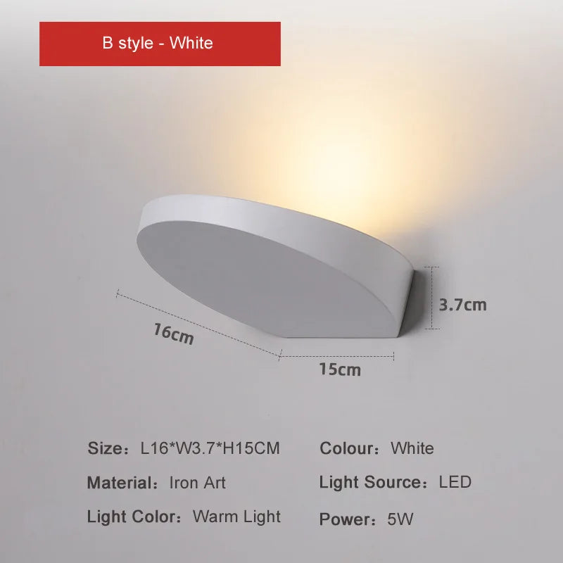 applique murale led moderne blanc noir éclairage chambre salon entrée minimaliste fixée mur