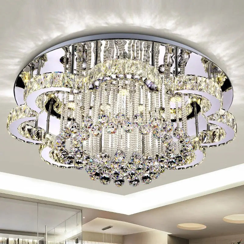 lustre cristal transparent classique éclairage salon lumière led moderne élégant six sources