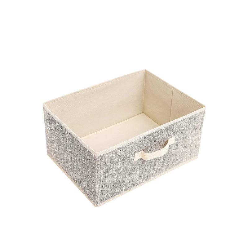 boîtes rangement pliables tissu lin beige poignées métalliques moderne organisation chambre enfants jouets
