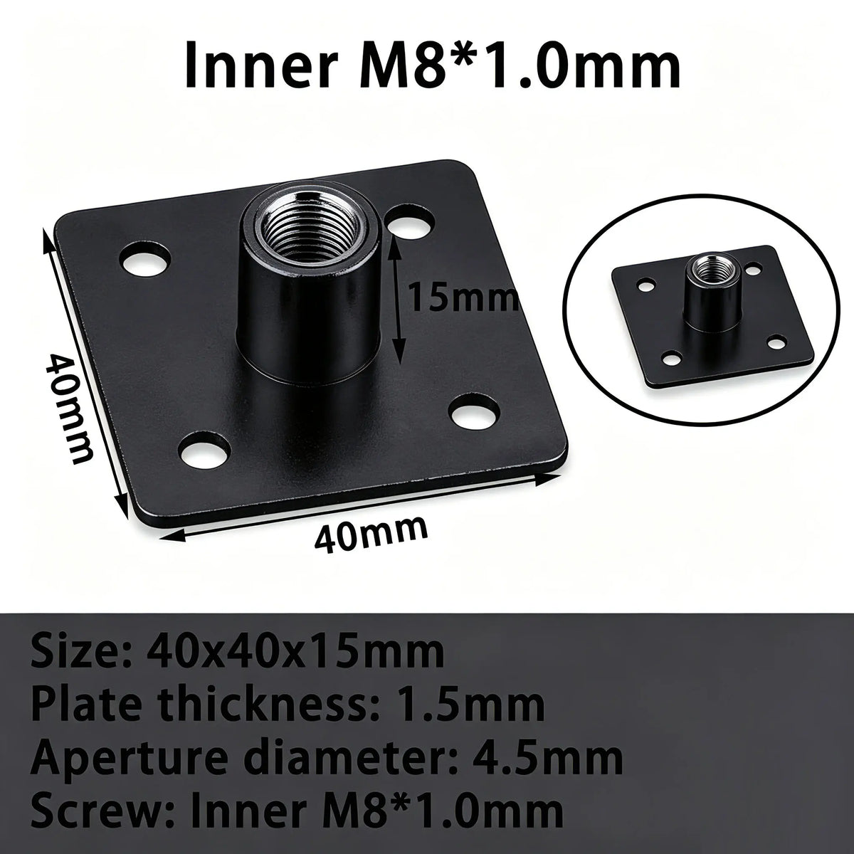plaque fixation industrielle moderne noir argenté plate lisse m10 m8 m6
