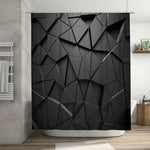rideau douche géométrique moderne motif polygone noir gris abstrait opaque contemporain tringle métal