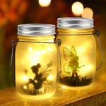 lampe solaire suspendue transparente feécale silhouette moderne jardin patio bocal verre led anneau corde