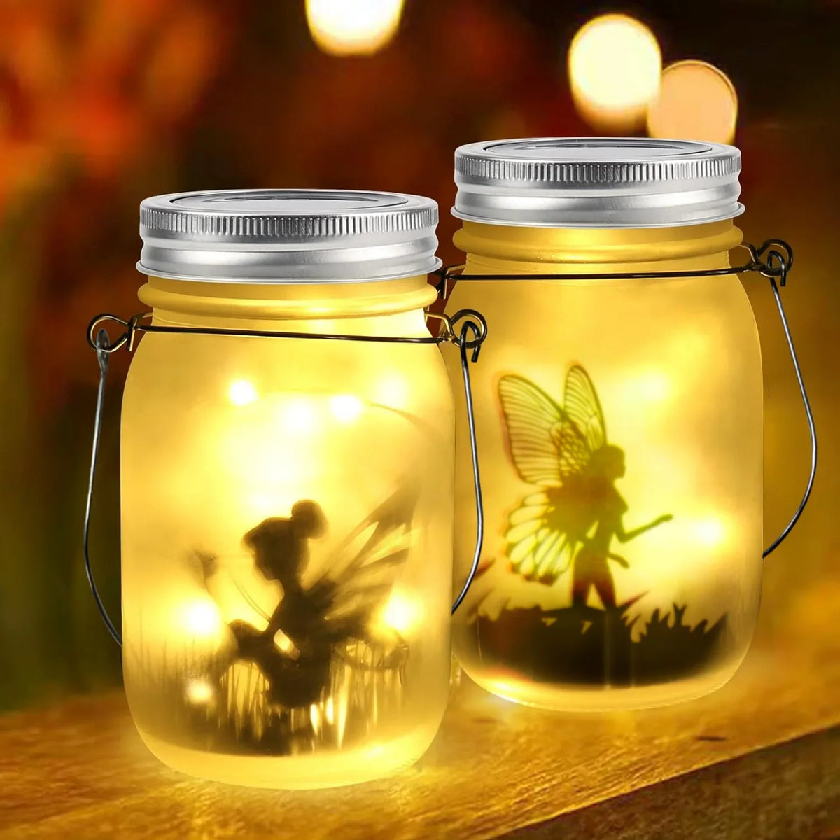 lampe solaire suspendue transparente feécale silhouette moderne jardin patio bocal verre led anneau corde