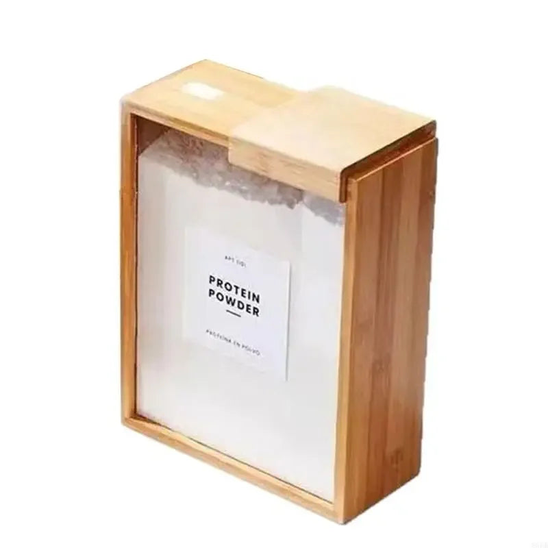 boîtes rangement aliments bois blanc translucides moderne minimaliste trappe coulissante poignée bois étiquette