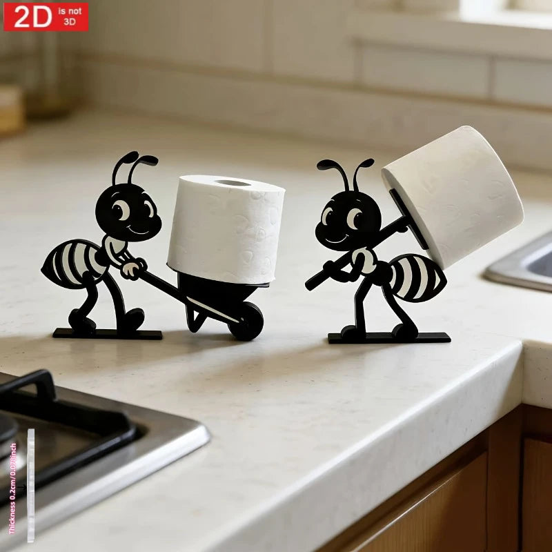 support papier toilette fourmi animé noir rayures adhésif stable ne se renverse pas facilement