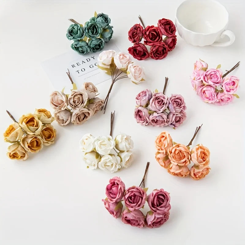 bouquet artificiel roses vintage romantique anniversaire mariage baby shower intérieur feuillets verts