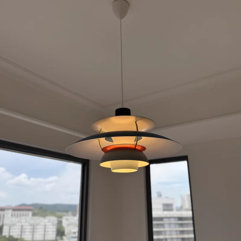 luminaire suspendu led moderne parapluie couleur dégradé aluminium intérieur suspension blanc orange