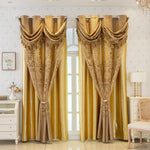 rideaux or floraux polyester semi transparent élégants franges salon chambre