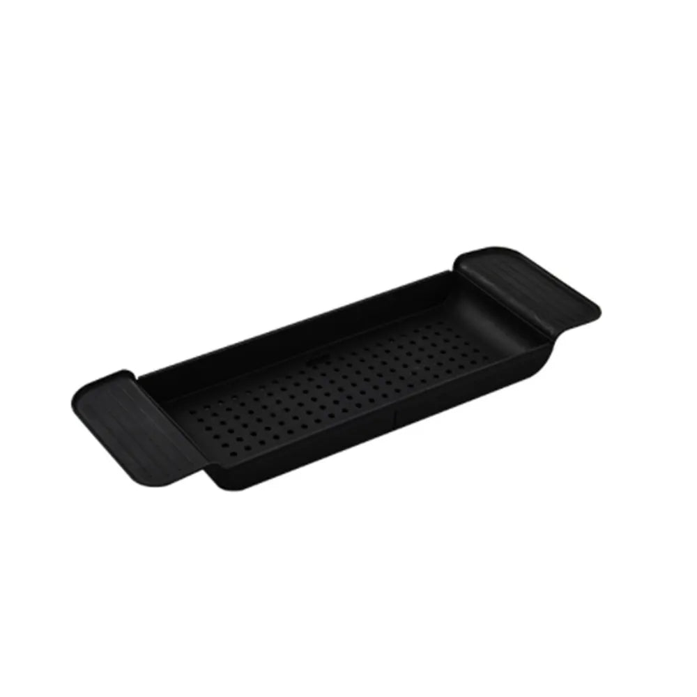 plateau bain extensible blanc noir moderne étagère salle bain multifonction savons flacons éponge Brosse