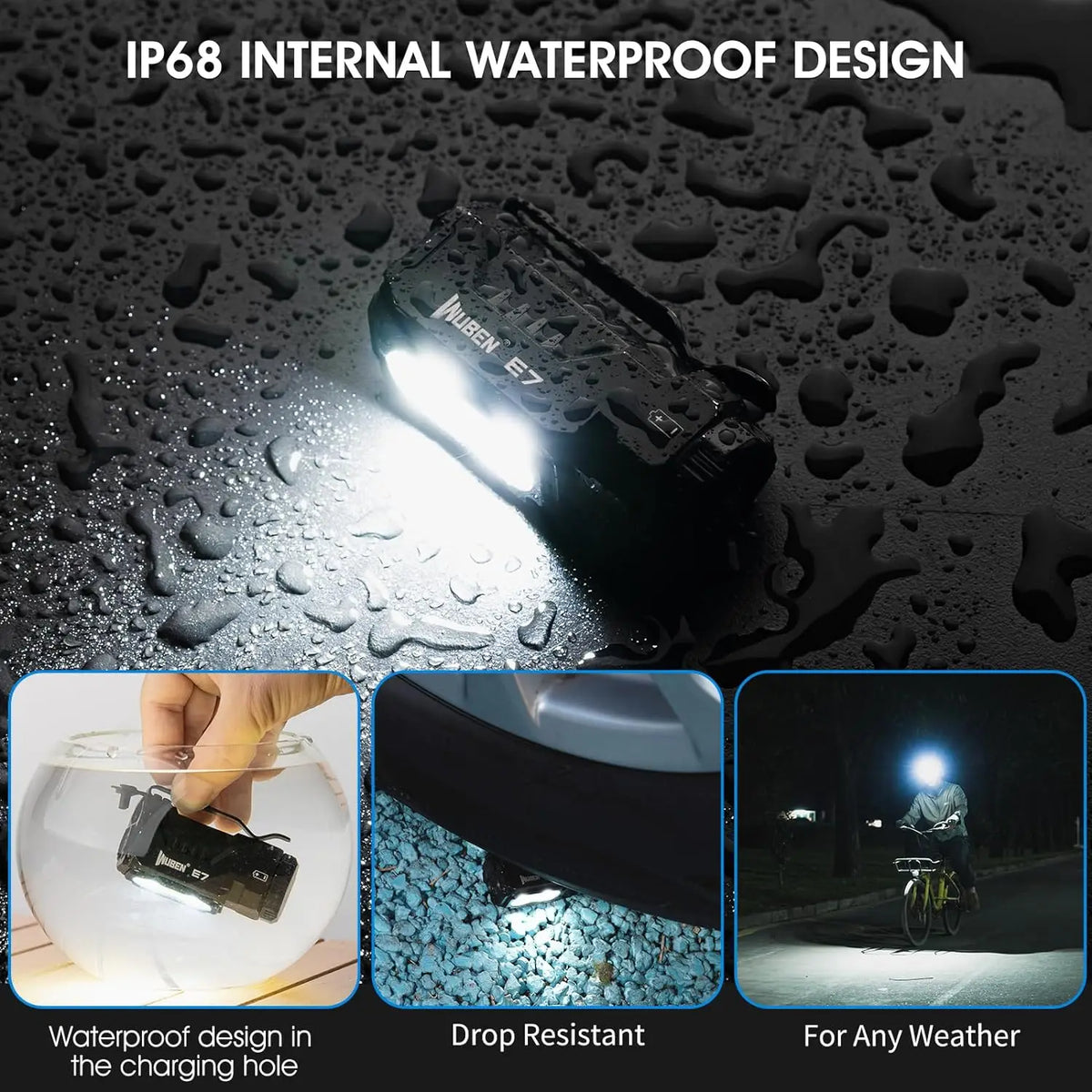 lampe torche rechargeable 1800 lumens modes ipx8 type alliage aluminium noir moderne compact clip