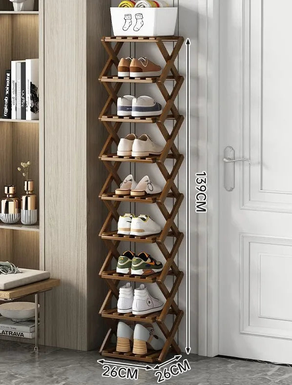 étagère pliante chaussures bois naturel moderne rangement entrée sans installationversible