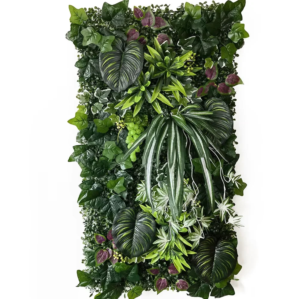 panneau mural artificiel herbe feuilles vert moderne décoration extérieur accroché maison festive