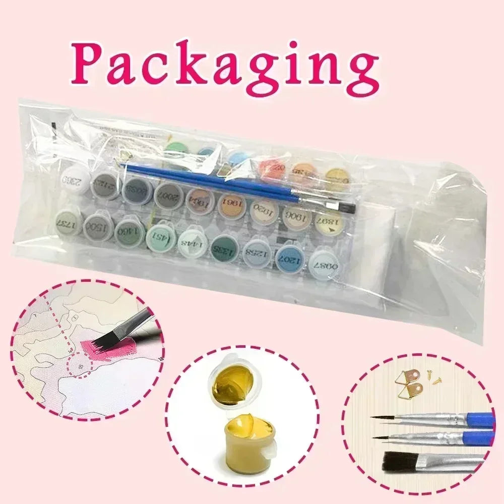 tableau peinture numéro fleurs vase décoration murale artistique kit complet débutant